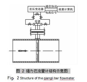 图 2	强力巴流量计结构示意图