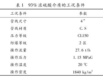 93%浓硫酸介质的工况条件