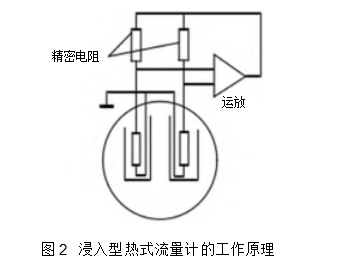 图2	浸入型热式流量计的工作原理