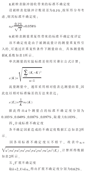 涡街流量计K系数测量结果的不确定度评定|问题解决办法