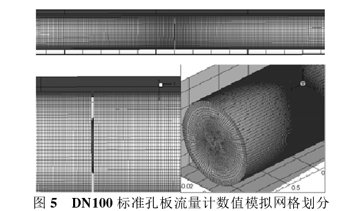 图 5   DN100 标准孔板流量计数值模拟网格划分 