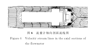 图６　流量计轴向剖面流线图