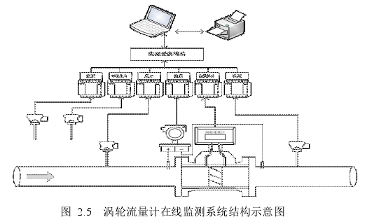 图 2.5 涡轮流量计在线监测系统结构示意图