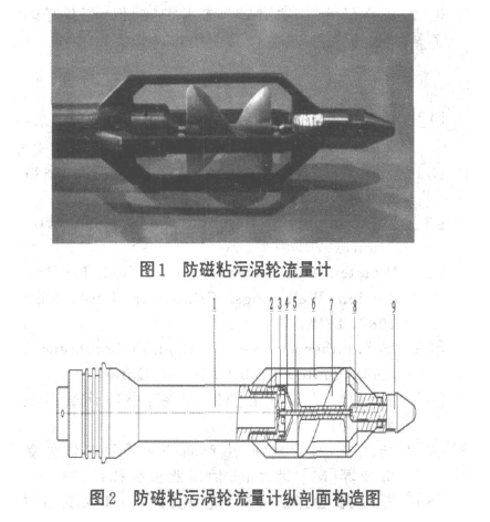 图1防磁粘污涡轮流***计 图2防磁粘污涡轮流里计纵剖面构造图