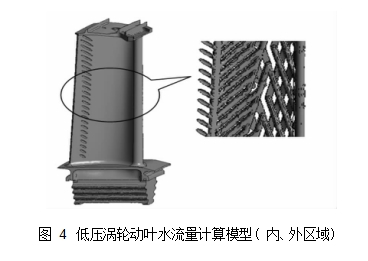 图 4	低压涡轮动叶水流量计算模型( 内、外区域)