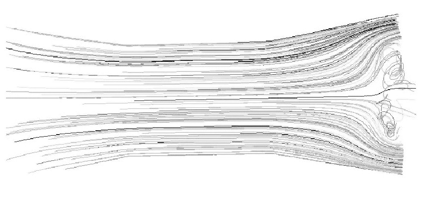 图4 入口速度为0.1m/s的轨迹图Figure 4 Pathlines of 0.1m/s inlet velocity