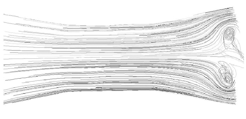 图9 入口速度为0.1m/s的轨迹图Figure 9 Pathlines of 0.1m/s inlet velocity