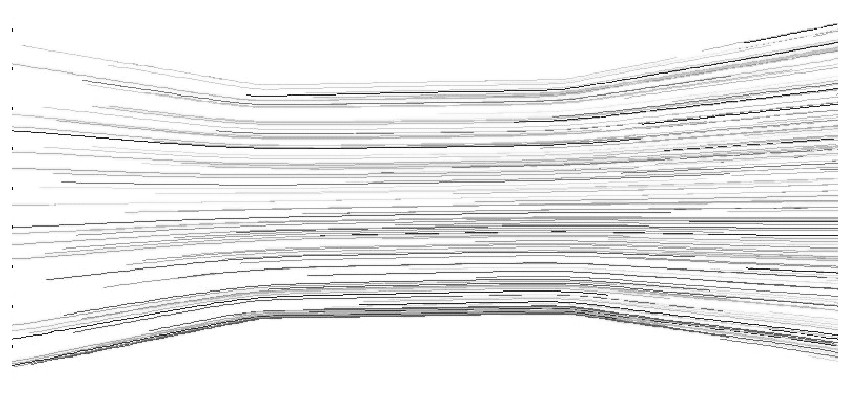 图1 1 入口速度为5.0m/s的轨迹图Figure 11 Pathlines of 5.0m/s inlet velocity