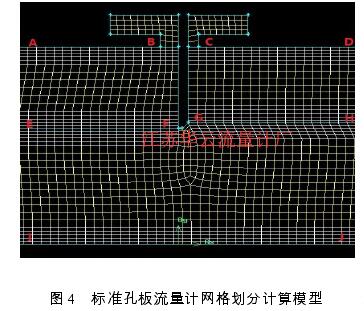 图 4   标准孔板流量计网格划分计算模型 
