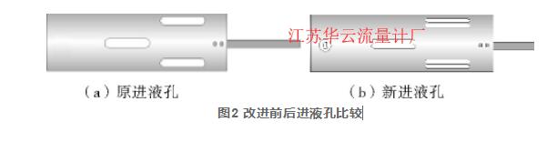 图2 改进前后进液孔比较