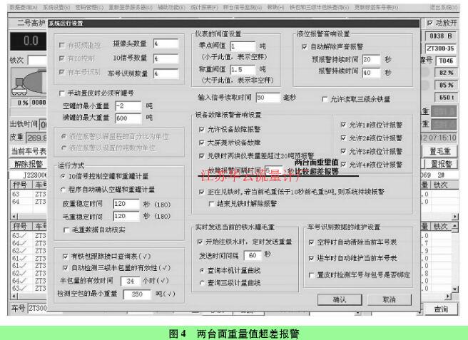 图4两台面重量值超差报警