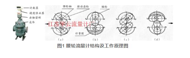 图1 腰轮流量计结构及工作原理图