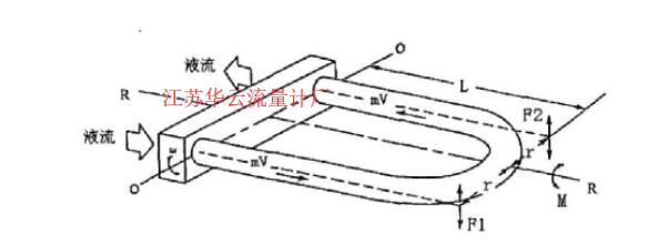 图1 传感器测量管运动及受力图Fig.1 Sensor measuring tube movement and force diagram