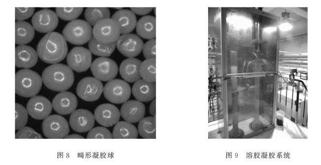 图8畸形凝胶球 图9溶胶凝胶系统